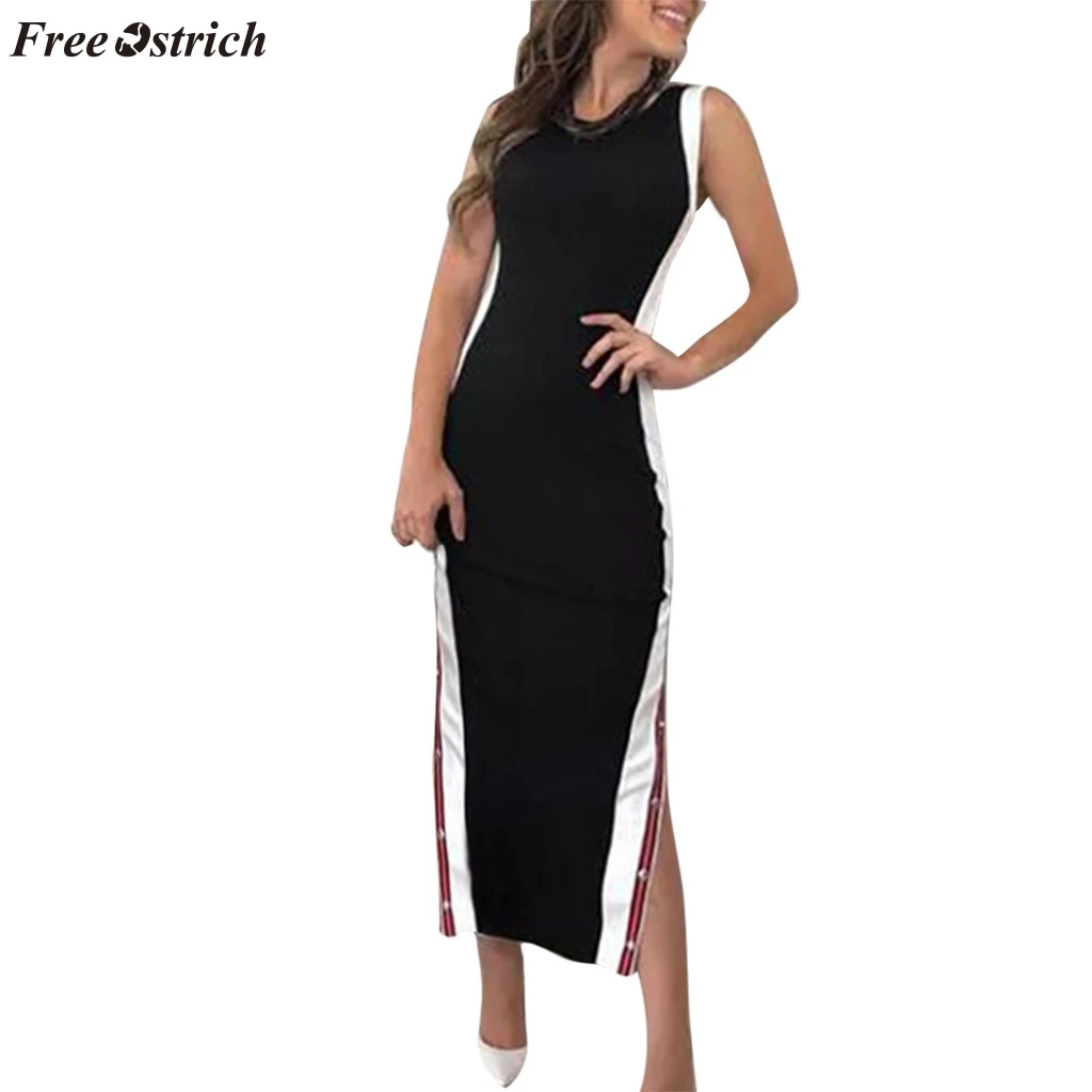 FREE OSTRICH Sweet dress women round neck summer polyester fashion sexy dress high split stripes button personality split dress
FREE OSTRICH Sweet dress women round neck summer polyester fashion sexy dress high split stripes button personality split dress