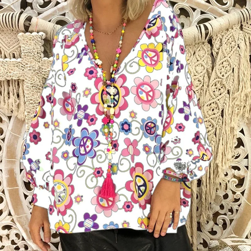 Explosive Women's Spring And Autumn Shirts Loose Slim V-neck Print Puff Sleeves Chiffon T-shirt T-shirt With Print
Explosive Women's Spring And Autumn Shirts Loose Slim V-neck Print Puff Sleeves Chiffon T-shirt T-shirt With Print
