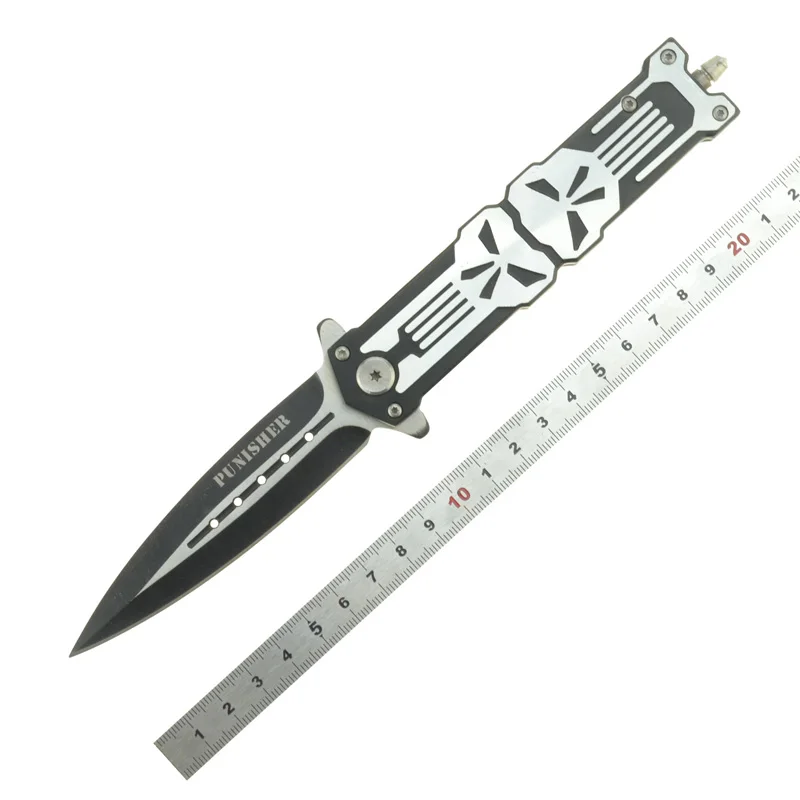 Fulman OEM sharp blade High Qualitiy 5cr15 Punisher Tactical knife Italian Style Folding Aluminium knife Stiletto Survival Knife
Fulman OEM sharp blade High Qualitiy 5cr15 Punisher Tactical knife Italian Style Folding Aluminium knife Stiletto Survival Knife
