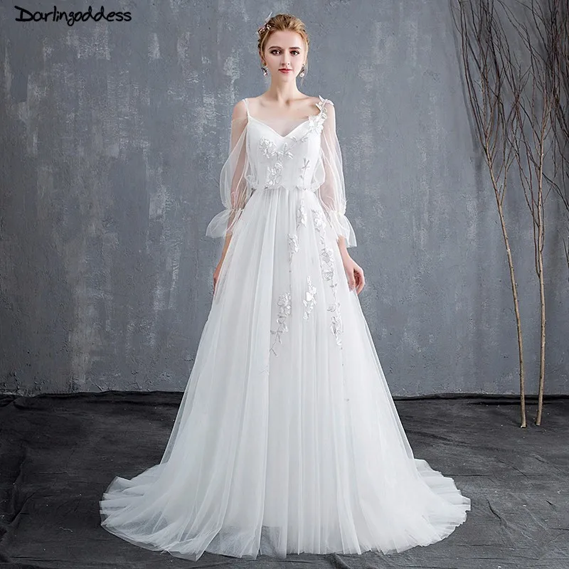 Simple Beach Wedding Dresses 2018 Plus Size White Tulle Lace Backless Spaghetti Strap Wedding Dress Long Sleeve Vestido De Noiva
Simple Beach Wedding Dresses 2018 Plus Size White Tulle Lace Backless Spaghetti Strap Wedding Dress Long Sleeve Vestido De Noiva