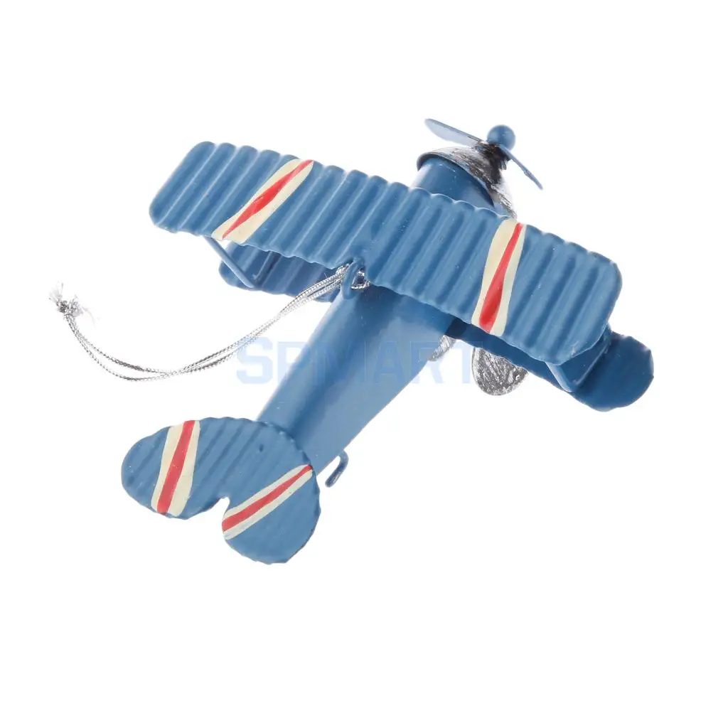 Collectible Metal Aircraft Model Biplane Plane Toy String Hanging Decoration
