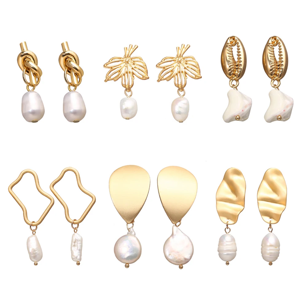 17MILE 6 Style Geometric Pearl Dangle Earrings For Women 2018 Brincos Metal Long Drop Earring Gold Fashion Jewelry Accesorios | Украшения и