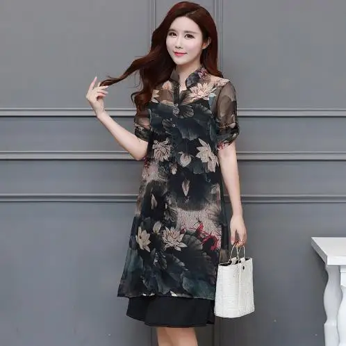 Clobee Women Dress 2018 Elegant Middle Age Womens Plus Size 5XL Tunic Dress Stand Collar Vintage Printed Chiffon Dresses J305
Clobee Women Dress 2018 Elegant Middle Age Womens Plus Size 5XL Tunic Dress Stand Collar Vintage Printed Chiffon Dresses J305
