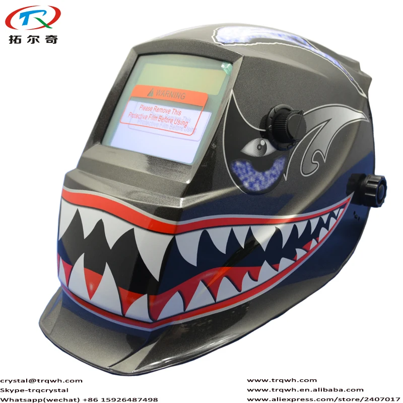 Tig Welding Helmet with Shark Big Mouth Pattern Mascaras Automatic Darkening Electric Mask Plasma Hat Mig Cap TRQ-GD02-2200DE 
Tig Welding Helmet with Shark Big Mouth Pattern Mascaras Automatic Darkening Electric Mask Plasma Hat Mig Cap TRQ-GD02-2200DE