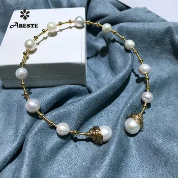 ANI 14K Roll Gold Handmade Women Torques Natural Freshwater White Pearl Gold Necklace fine Engagement Jewelry Fashion Design
ANI 14K Roll Gold Handmade Women Torques Natural Freshwater White Pearl Gold Necklace fine Engagement Jewelry Fashion Design