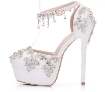 Women Wedding Shoes White Lace Flowers Crystal Party Pearl Pumps Round Toe Super High Heel Sweet Rinestone
Women Wedding Shoes White Lace Flowers Crystal Party Pearl Pumps Round Toe Super High Heel Sweet Rinestone
