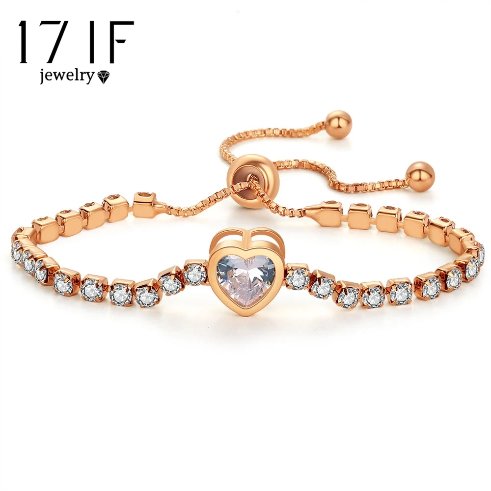 17IF Cubic Zirconia Bracelets For Women Rose Gold Silver Color Love Charms Bracelet & Bangle Tennis Chain Fashion Jewelry Gifts
17IF Cubic Zirconia Bracelets For Women Rose Gold Silver Color Love Charms Bracelet & Bangle Tennis Chain Fashion Jewelry Gifts