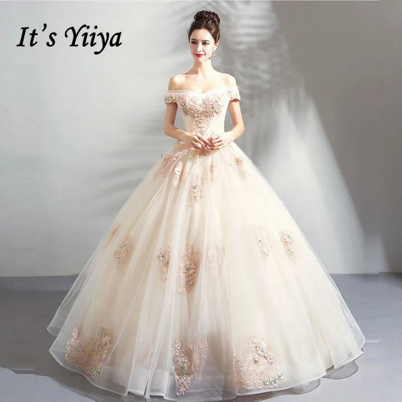 It's YiiYa Wedding Dress Luxury Appliques Beading Boat Neck Bride Ball Gowns Floor-length Lace up LX1153 vestido de noiva
It's YiiYa Wedding Dress Luxury Appliques Beading Boat Neck Bride Ball Gowns Floor-length Lace up LX1153 vestido de noiva