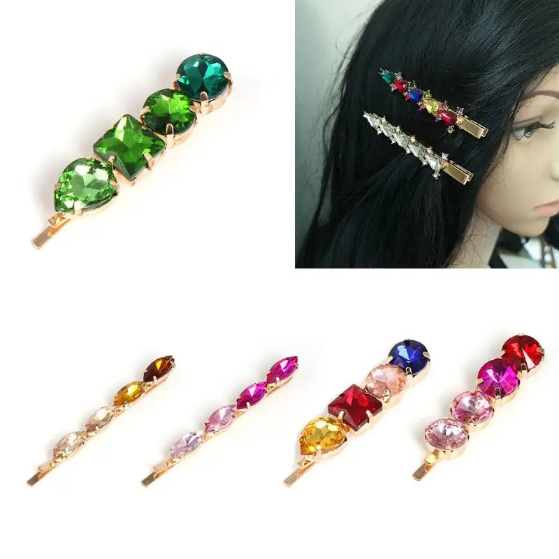 Ladies Vintage One Word Hairpin Gradient Colorful Faux Crystal Jewelry Hair Clip Wedding Banquet Side Bangs Decorative Barrettes
Ladies Vintage One Word Hairpin Gradient Colorful Faux Crystal Jewelry Hair Clip Wedding Banquet Side Bangs Decorative Barrettes