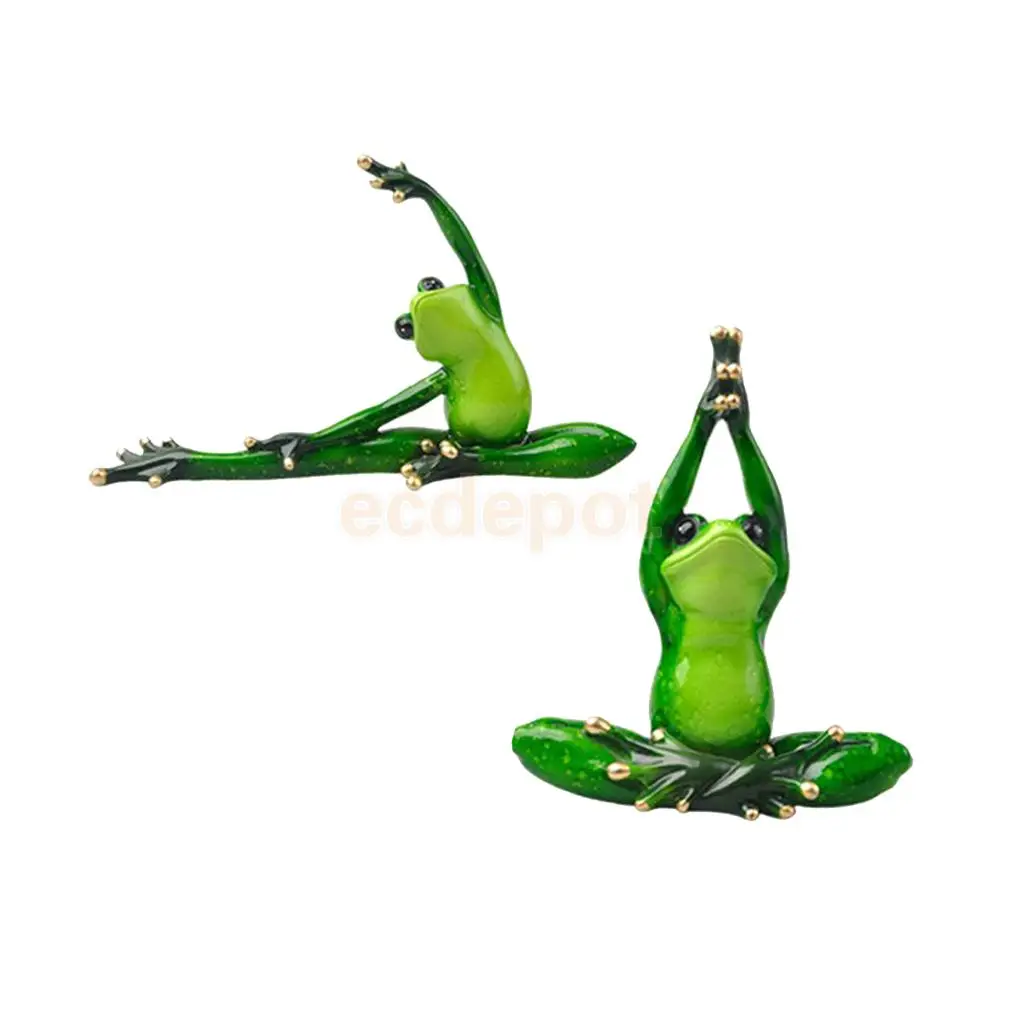 2pcs 3D Frog Figurines Miniatures Ornament Statute Bonsai Garden Decor Bonsai Plant Decoration Craft, Office Desk Ornament
