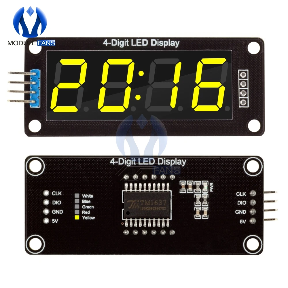 TM1637 4-Digit 0.56 inch Yellow Digital LED Display Tube Decimal 7 Segments Clock Double Dots Module For Arduino
TM1637 4-Digit 0.56 inch Yellow Digital LED Display Tube Decimal 7 Segments Clock Double Dots Module For Arduino