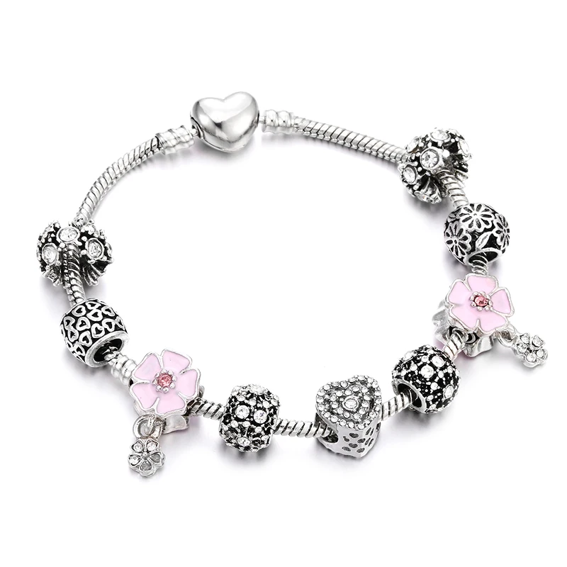 DIY 10Style Women Bracelet Silver Charm Flower Pendant Blue Purple Crystal Bead Charm Bracelets&Bangles For Fashion Girl Jewelry
DIY 10Style Women Bracelet Silver Charm Flower Pendant Blue Purple Crystal Bead Charm Bracelets&Bangles For Fashion Girl Jewelry