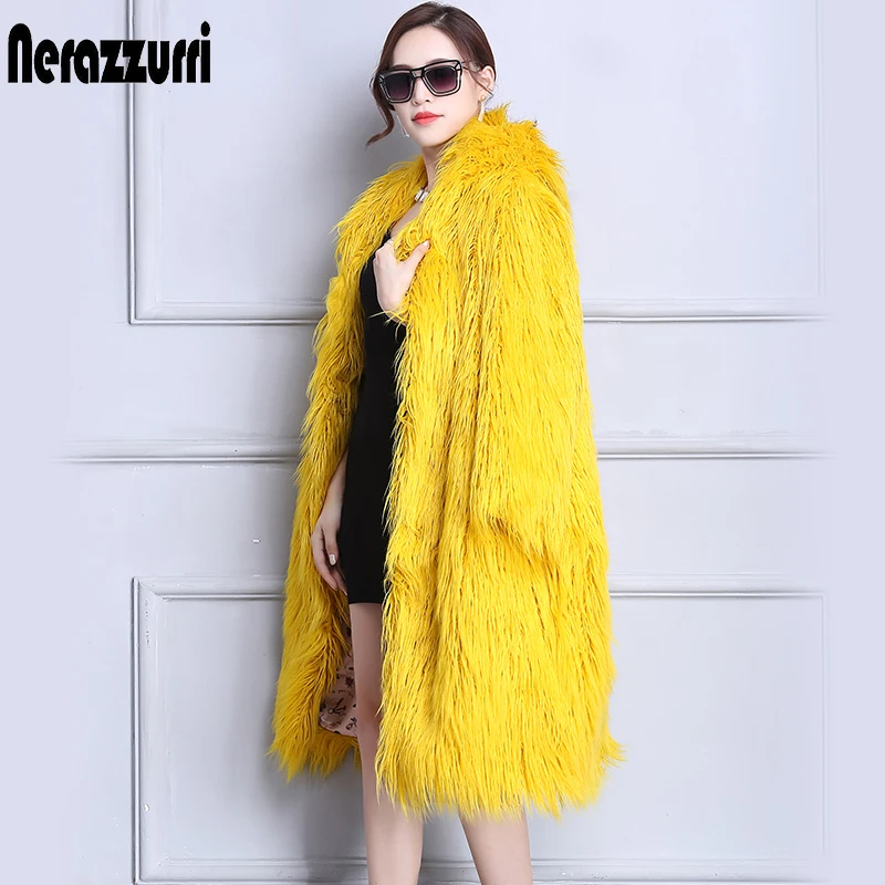 Nerazzurri Faux Fur Coat Winter Women 2018 With Hood Long Yellow Hairy Furry Fake fur Overcoat Oversized Loose Fluffy Outwear
Nerazzurri Faux Fur Coat Winter Women 2018 With Hood Long Yellow Hairy Furry Fake fur Overcoat Oversized Loose Fluffy Outwear