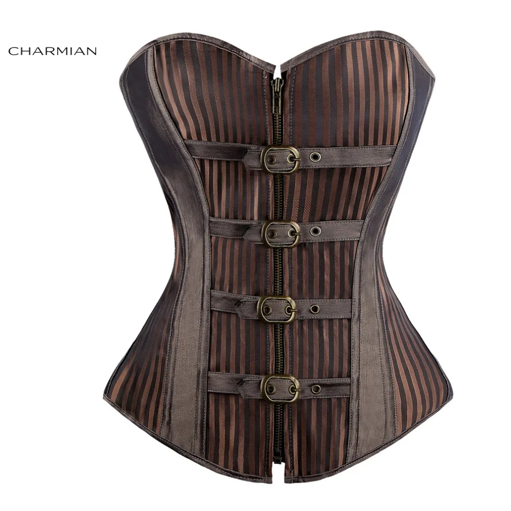 Charmian Women's Retro Gothic Steampunk Corsets Striped Steel Boned Overbust Corset and Bustier Sexy Body Shapewear Corselet
Charmian Women's Retro Gothic Steampunk Corsets Striped Steel Boned Overbust Corset and Bustier Sexy Body Shapewear Corselet
