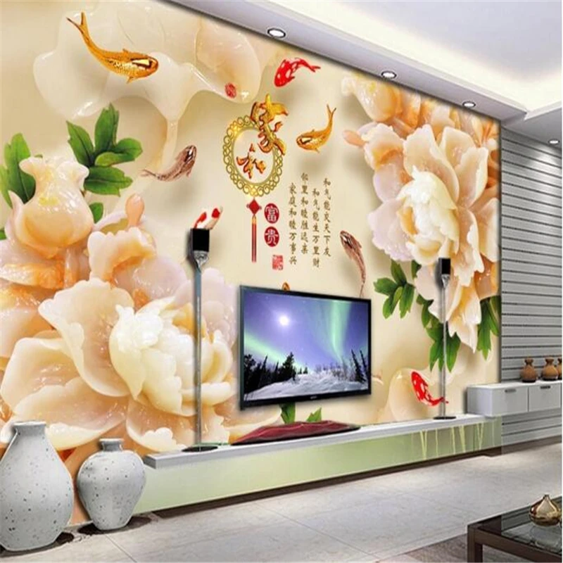 beibehang 3d custom photo wallpaper wall murals stickers Home and wealthy jade carving Peony nine fish figure 3D TV backdrop
beibehang 3d custom photo wallpaper wall murals stickers Home and wealthy jade carving Peony nine fish figure 3D TV backdrop