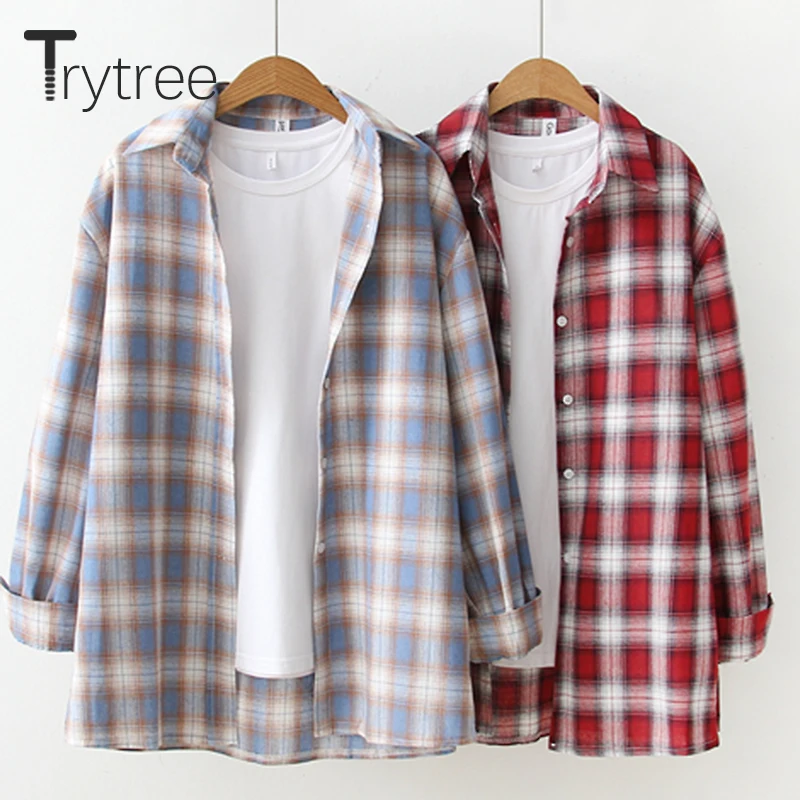 Ttytree Spring Plaid Blouses Casual shirt Women Turn-down Collar Full Sleeve Single-breasted 2 colours Polyester Tops Shirts
Ttytree Spring Plaid Blouses Casual shirt Women Turn-down Collar Full Sleeve Single-breasted 2 colours Polyester Tops Shirts