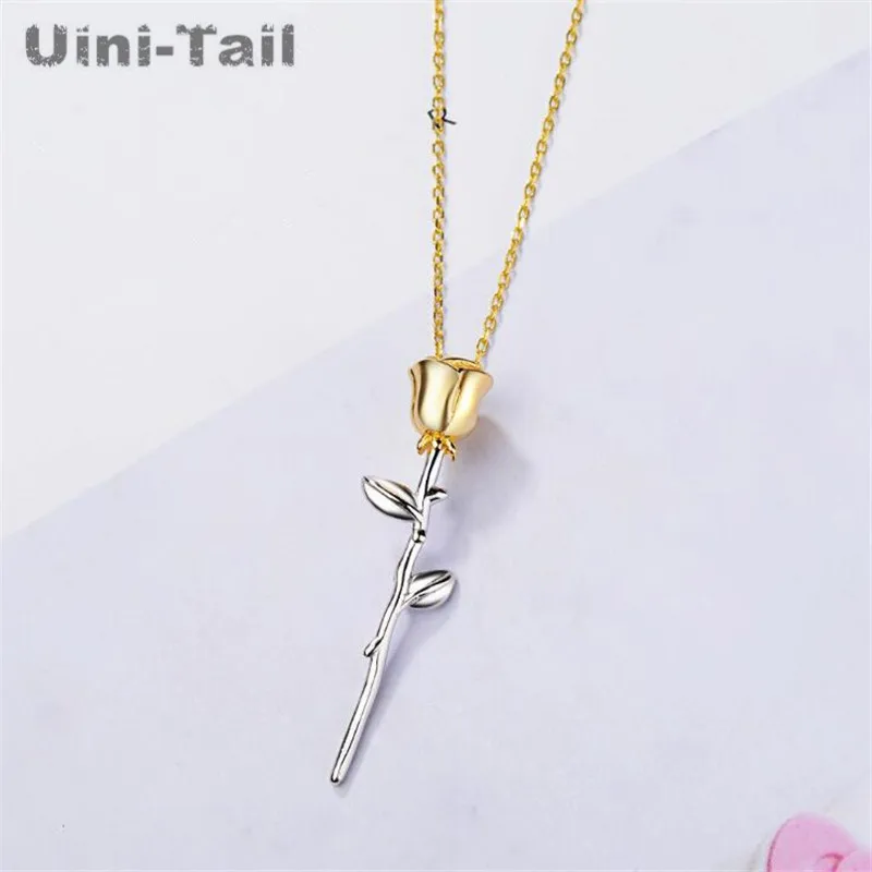 Uini-Tail New Style Hot 925 Sterling Silver Korean Golden Rose Necklace Fashion Flow High Quality Silver Jewelry
Uini-Tail New Style Hot 925 Sterling Silver Korean Golden Rose Necklace Fashion Flow High Quality Silver Jewelry