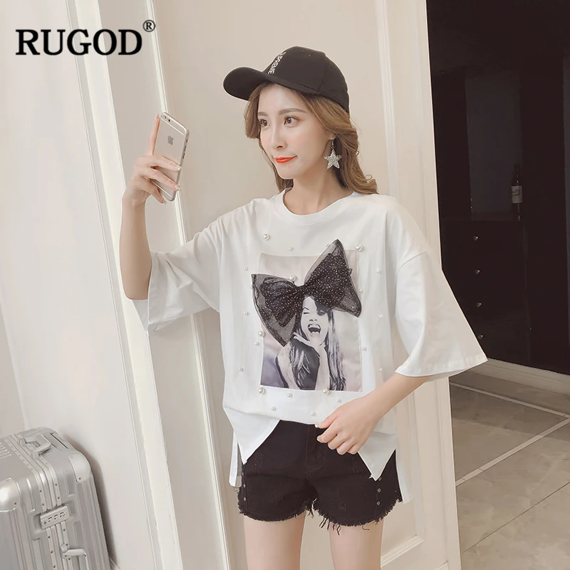 RUGOD 2019 New Arrival Women T-shirt O-neck Short Sleeves Loose Style Beading T-shirt Character Print Summer Modis Mujer Tops
RUGOD 2019 New Arrival Women T-shirt O-neck Short Sleeves Loose Style Beading T-shirt Character Print Summer Modis Mujer Tops