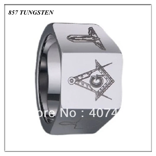 

Free Shiping! USA Hot Selling 12MM Width New Men's Band Multifacet Tungsten Carbide Masonic Master With Freemason Design Ring