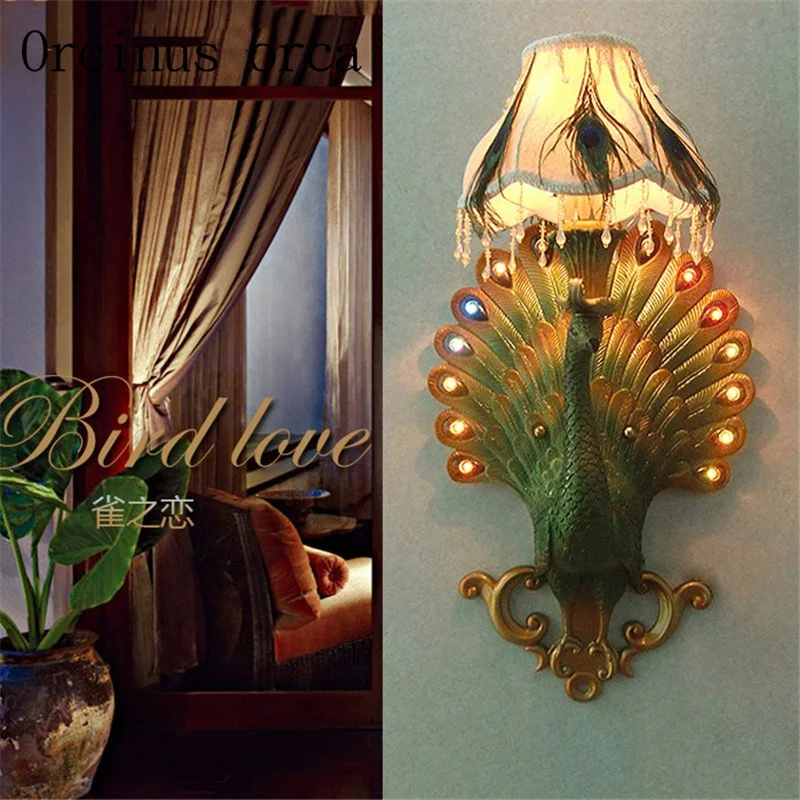 Southeast Asia peacock resin wall lamp living room bedroom aisle European style creative LED wall lamp free shipping
Southeast Asia peacock resin wall lamp living room bedroom aisle European style creative LED wall lamp free shipping