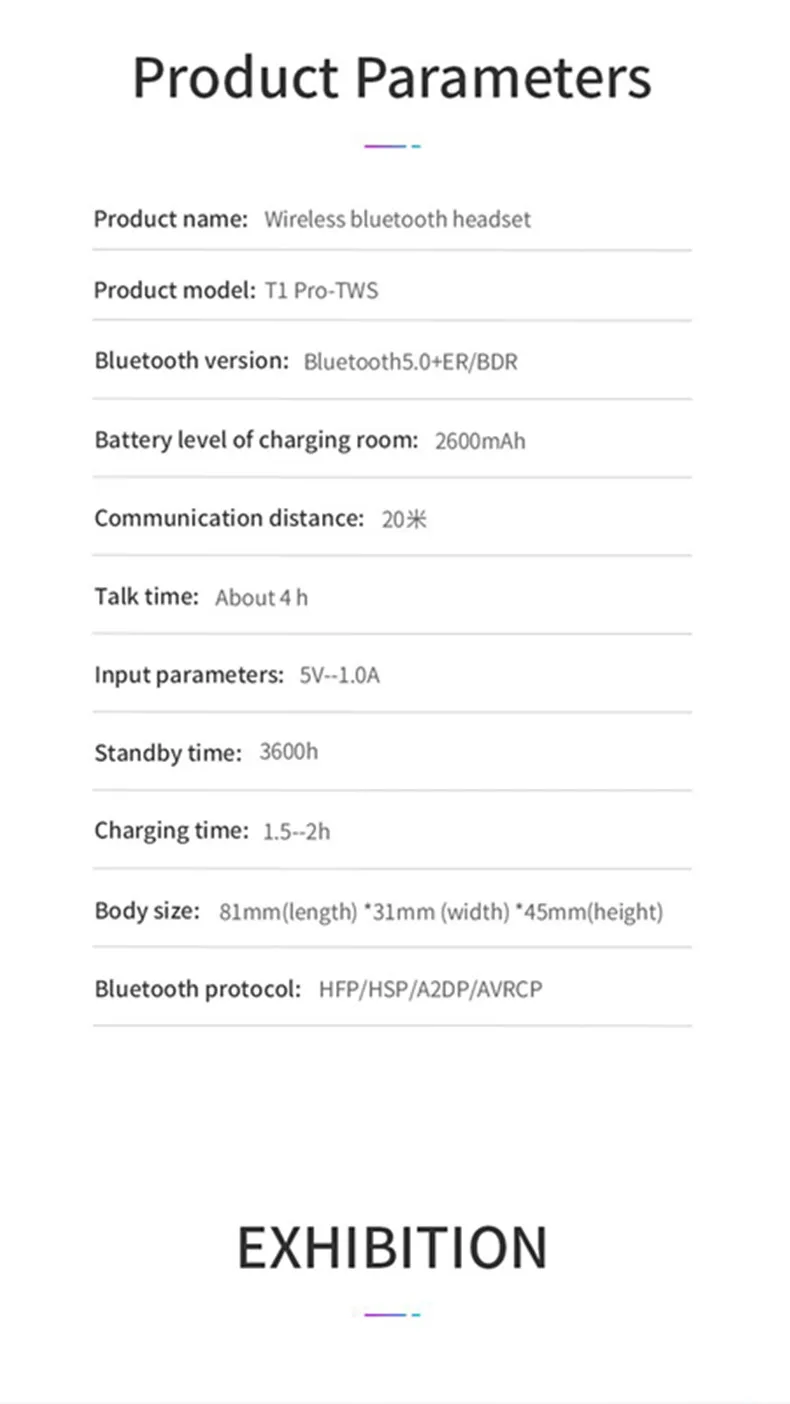 TWS T1 Pro Bluetooth Earphone Headset 5.0 Wireless Stereo Bass Hifi With Mic Earphones For All Phone 2600mAh Charging Box (3)