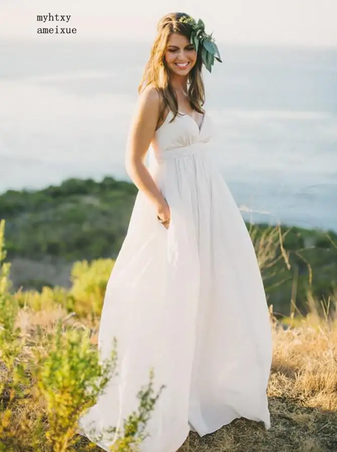 Cheap Wedding Dresses For Pregnant Women Backless Boho Dress Empire Spaghetti Straps Flowing Chiffon Beach Gowns 2019 Plus Size
Cheap Wedding Dresses For Pregnant Women Backless Boho Dress Empire Spaghetti Straps Flowing Chiffon Beach Gowns 2019 Plus Size