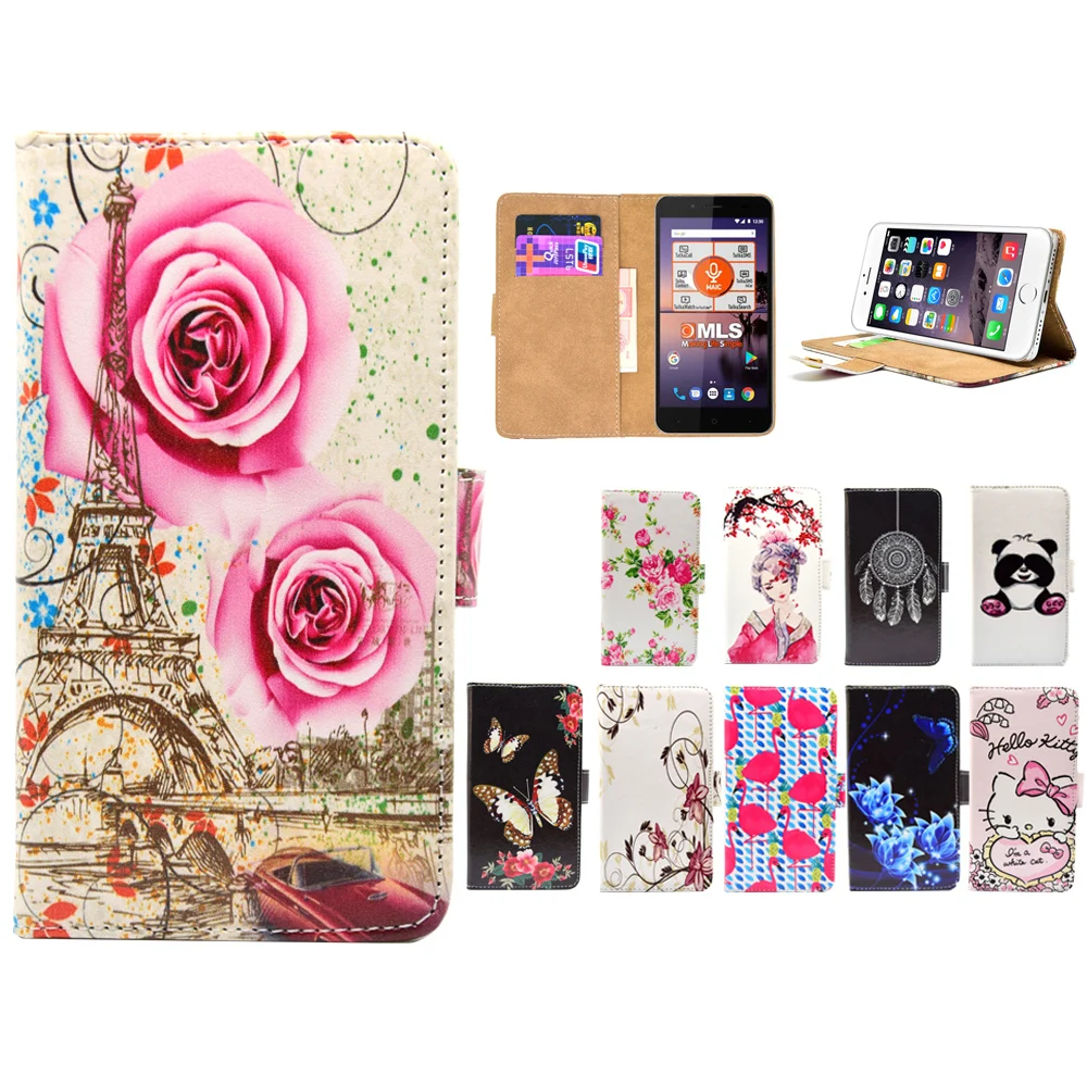 

LIHAIJUN 3C Higt quality Cartoon Flip pu leather Phone Cases Cover For MLS Color Fingerprint 4G