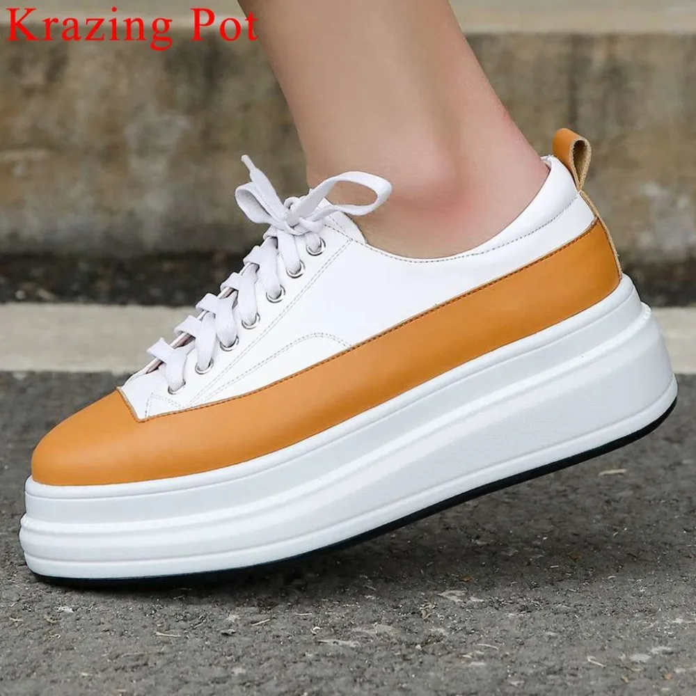 Krazing Pot concise lace up mixed clolors natural leather round toe flat platform med bottom retro sneakers vulcanized shoe L06
Krazing Pot concise lace up mixed clolors natural leather round toe flat platform med bottom retro sneakers vulcanized shoe L06