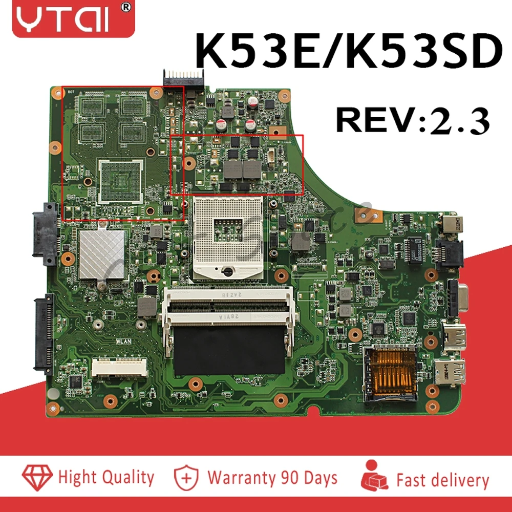 For ASUS K53E Motherboard A53E X53E P53E K53SD REV 2.3 Mainboard HM65 PGA989