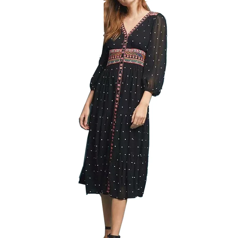 2019 za summer Women polka dot print johnny collar chiffon dresses retro print embroderied Dress Bohemia Women vestidos
2019 za summer Women polka dot print johnny collar chiffon dresses retro print embroderied Dress Bohemia Women vestidos