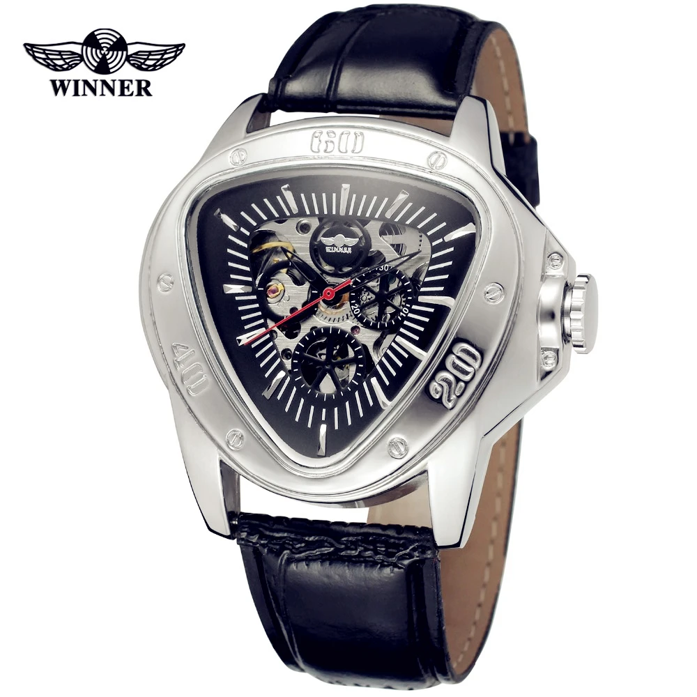 Fashion WINNER Men Luxury Brand Triangle Skeleton Leather Casual Watch Automatic Mechanical Wristwatch Gift Box Relogio Releges
Fashion WINNER Men Luxury Brand Triangle Skeleton Leather Casual Watch Automatic Mechanical Wristwatch Gift Box Relogio Releges