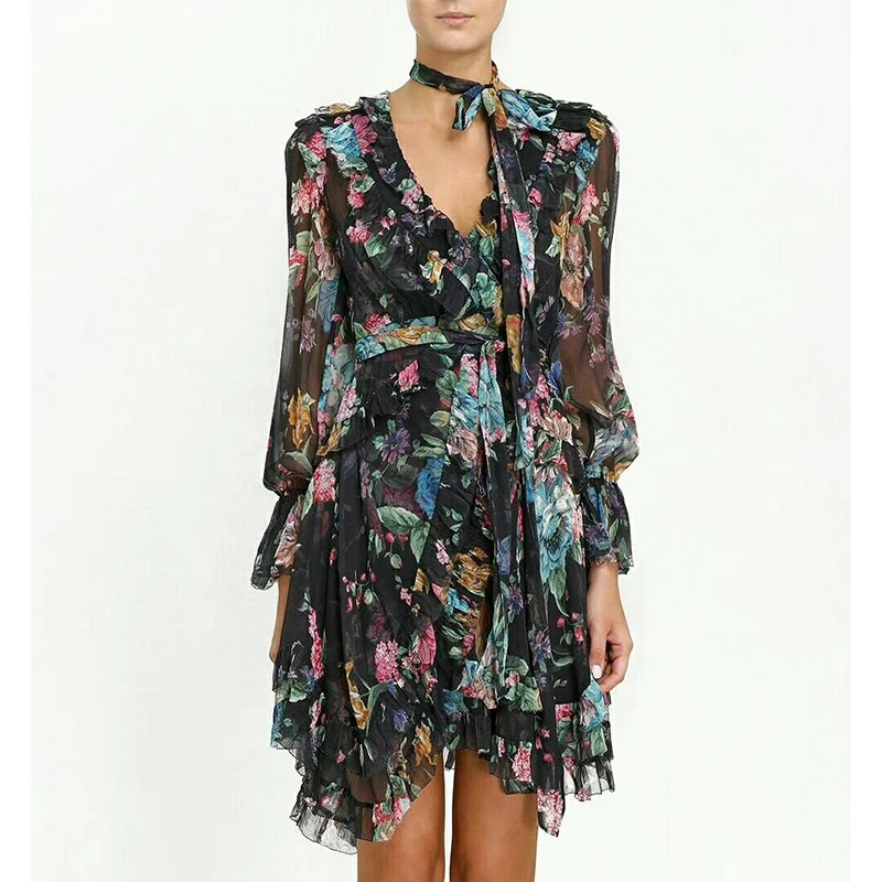 Summer 2019 women's silk women's elegant elegant sexy dress Long sleeve printing Ruffle mini dress beach dress bohemian
Summer 2019 women's silk women's elegant elegant sexy dress Long sleeve printing Ruffle mini dress beach dress bohemian