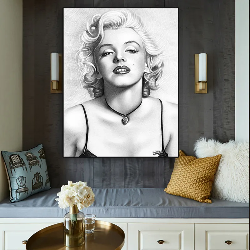 Black and White Monroe Woman Portrait Oil Painting on Canvas Posters and Prints Scandinavian Art Wall Picture for Living Room
Black and White Monroe Woman Portrait Oil Painting on Canvas Posters and Prints Scandinavian Art Wall Picture for Living Room
