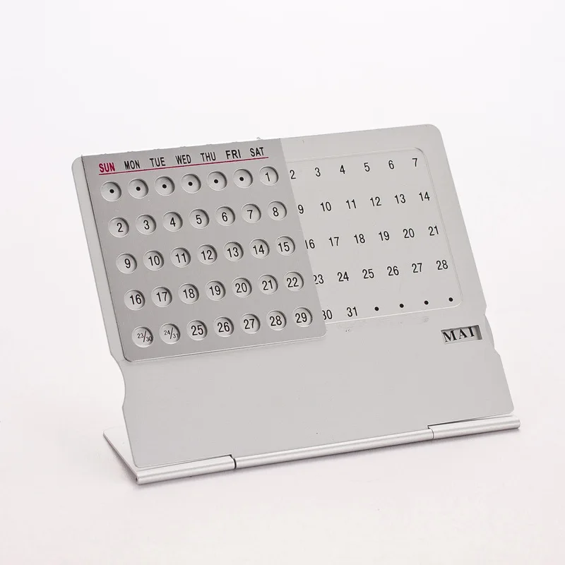 Creative Mini Ultra-thin Metal Desktop Calendar Super Perpetual Unique 100 Years English Calendars
Creative Mini Ultra-thin Metal Desktop Calendar Super Perpetual Unique 100 Years English Calendars