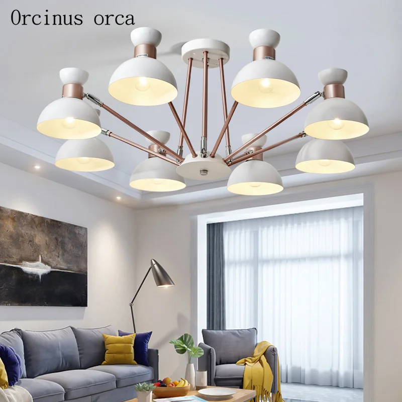 Nordic modern minimalist iron Chandelier living room bedroom creative personality candy color matching spider chandelier | Освещение