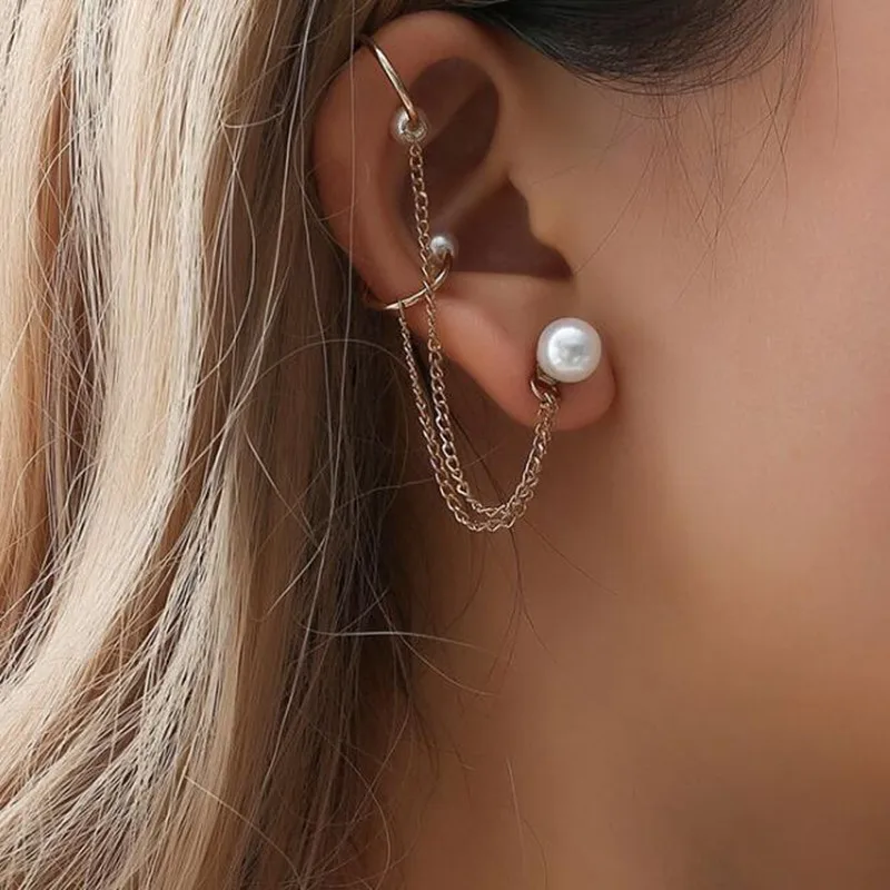 1 Side Elegant Imitation Pearl Ear Cuff Clip Long Chain Earrings Tassel Earrings for Women Punk Simple Jewelry Boucles Bijoux
1 Side Elegant Imitation Pearl Ear Cuff Clip Long Chain Earrings Tassel Earrings for Women Punk Simple Jewelry Boucles Bijoux