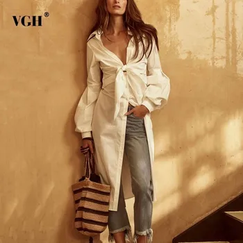 VGH 2020 Spring Women's Shirt Sexy White Loose Big Size Lantern Sleeve V Neck Bow Women Top Chiffon Long Shirt Fashion New Tide
VGH 2020 Spring Women's Shirt Sexy White Loose Big Size Lantern Sleeve V Neck Bow Women Top Chiffon Long Shirt Fashion New Tide