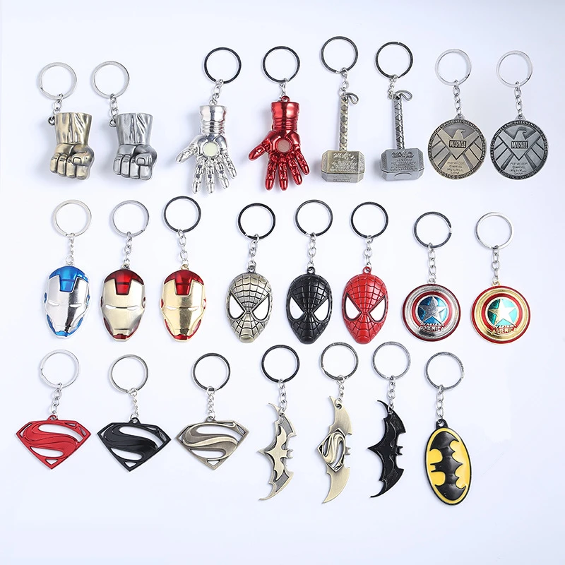 Marvel The Avengers Captain America Shield Keychain Spiderman Iron Man Thor Mjolnir Superman Hulk Thanos Batman Keyrings Figures
Marvel The Avengers Captain America Shield Keychain Spiderman Iron Man Thor Mjolnir Superman Hulk Thanos Batman Keyrings Figures