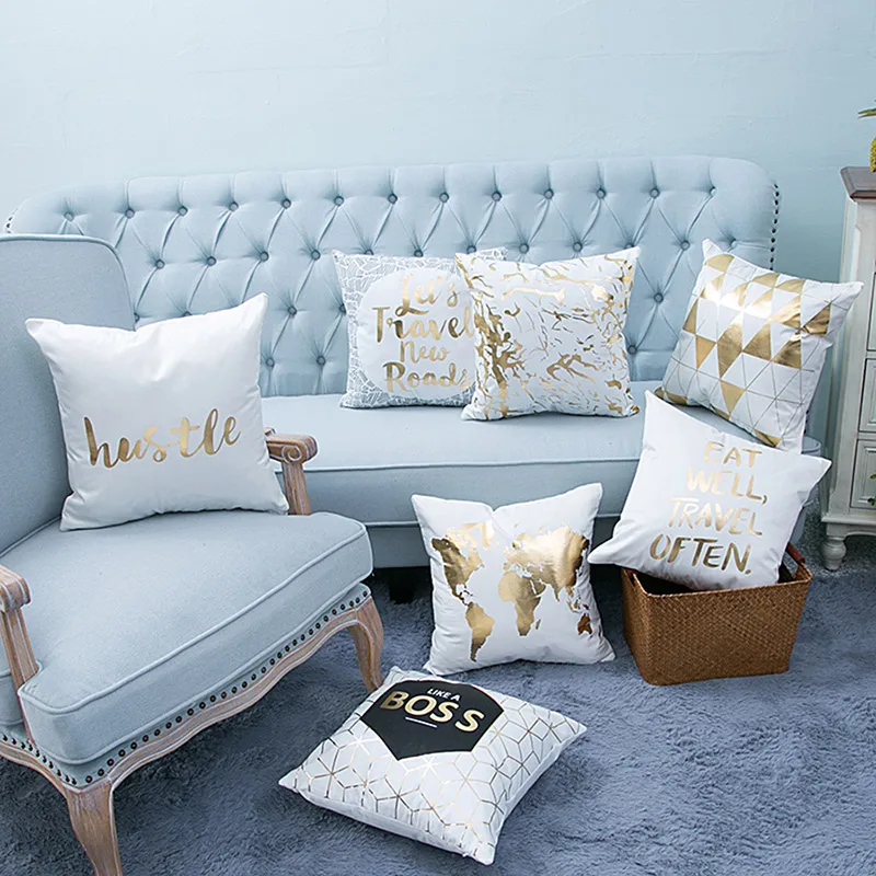 45cmX45cm Gold Foil Printing Cushion Cover Home Decor Sofa Waist Car Living Room Leaves Pineapple Throw Geometric Pillow Case
45cmX45cm Gold Foil Printing Cushion Cover Home Decor Sofa Waist Car Living Room Leaves Pineapple Throw Geometric Pillow Case