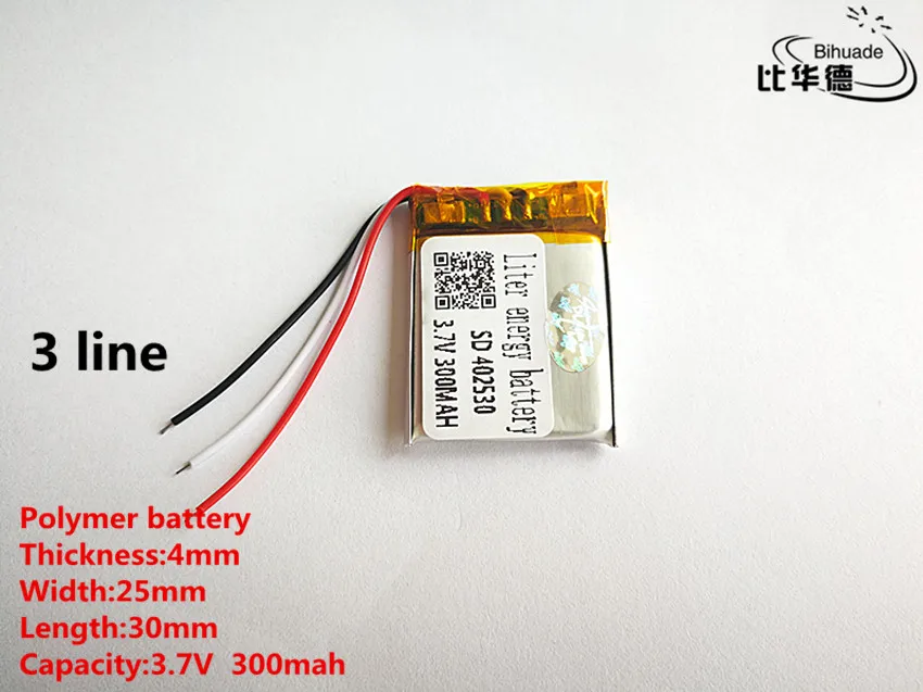 5pcs/lot 3 line Good Qulity 3.7V 300mAH 402530 Polymer lithium ion / Li-ion battery for TOY POWER BANK GPS mp3 mp4 | Электроника