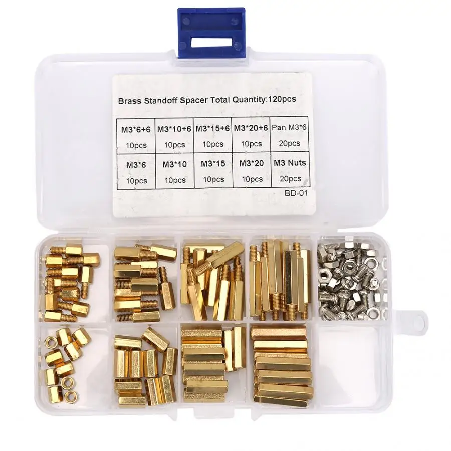 Brass Screw Stainless Self Tapping Screws 120pcs M3 Male Female Hex Brass Standoffs Spacer Board Screws Nut Assortment Kit
Brass Screw Stainless Self Tapping Screws 120pcs M3 Male Female Hex Brass Standoffs Spacer Board Screws Nut Assortment Kit