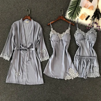 4 Pieces Ladies V-neck Pajama Set Bathrobe padded Nighties Night Gowns Sexy Women Sleepwear Red Autumn Nightwear Lace Blue Gray
4 Pieces Ladies V-neck Pajama Set Bathrobe padded Nighties Night Gowns Sexy Women Sleepwear Red Autumn Nightwear Lace Blue Gray