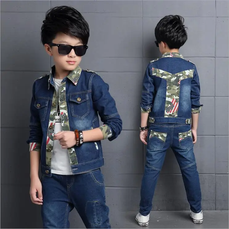 Spring/autumn period children's Camouflage splicing denim jacket jeans suit boy fashion leisure set 4-14 years kids clothes
Spring/autumn period children's Camouflage splicing denim jacket jeans suit boy fashion leisure set 4-14 years kids clothes