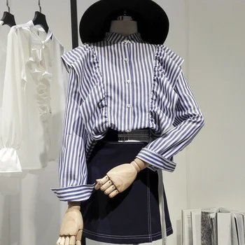 women Striped shirt female 2018 new spring summer sweet ruffles all-match long sleeved office lady clothes tops
women Striped shirt female 2018 new spring summer sweet ruffles all-match long sleeved office lady clothes tops