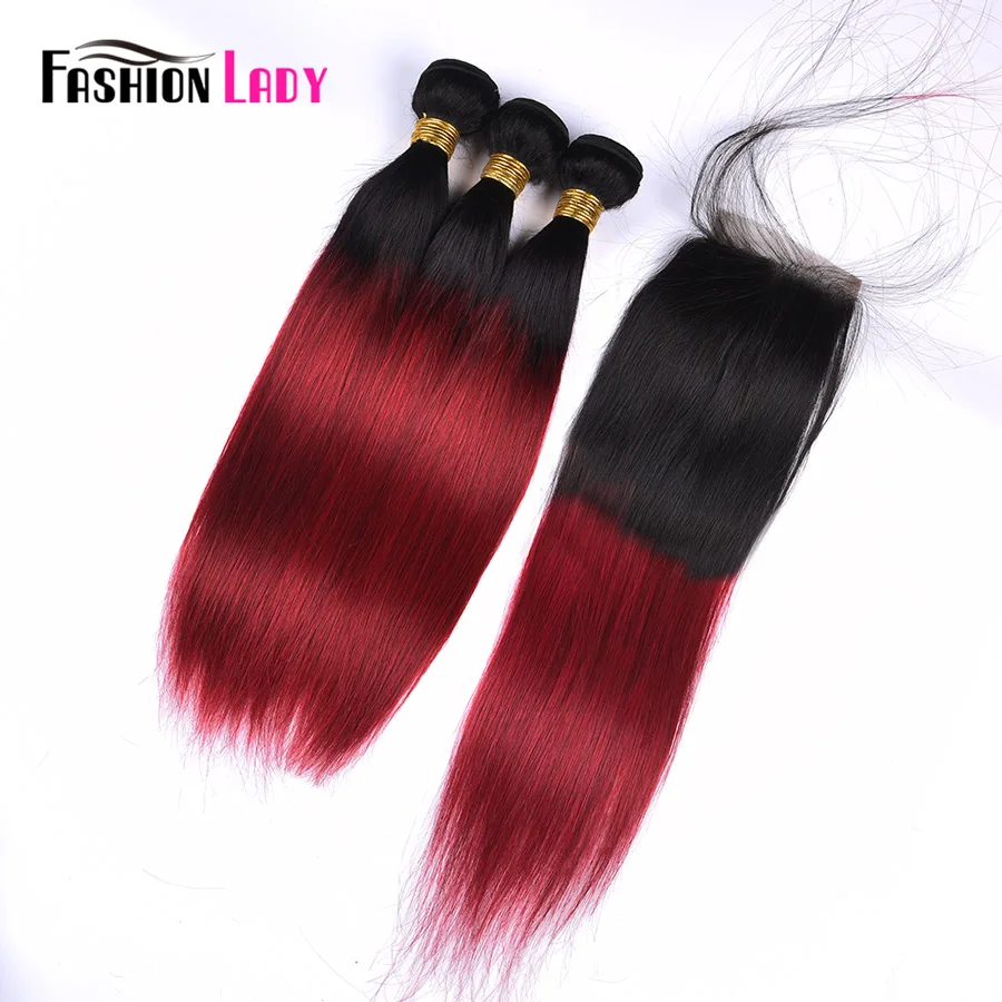 FASHION LADY Pre-Colored Ombre Bundles Peruvian Straight Hair Weave T1B/Burg 3Pcs Human Hair Bundles With Closure 4x4 Non-Remy
FASHION LADY Pre-Colored Ombre Bundles Peruvian Straight Hair Weave T1B/Burg 3Pcs Human Hair Bundles With Closure 4x4 Non-Remy