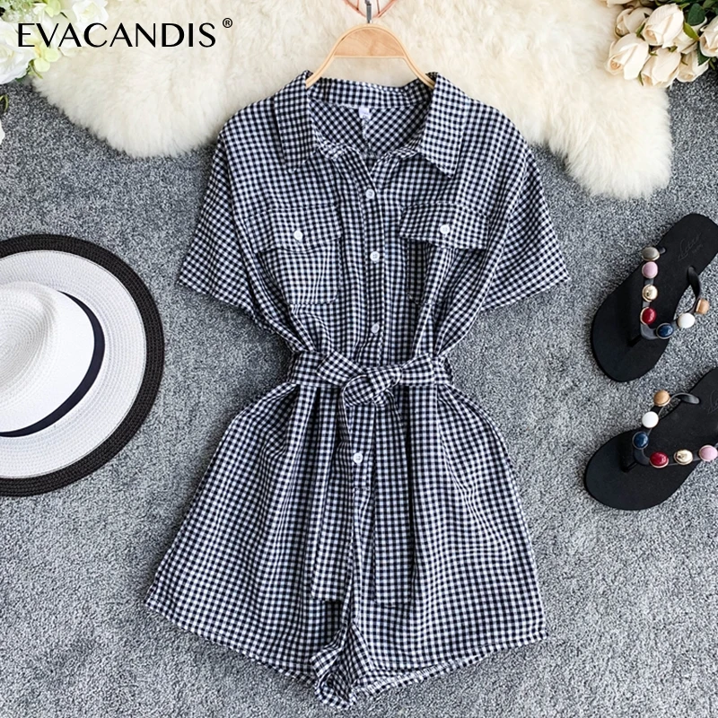 Plaid Short Women Jumpsuit Turndown Collar Tunic Korean Summer Overalls Vintage Pink Black Rompers Elegant Plaid Women Jumpsuit
Plaid Short Women Jumpsuit Turndown Collar Tunic Korean Summer Overalls Vintage Pink Black Rompers Elegant Plaid Women Jumpsuit
