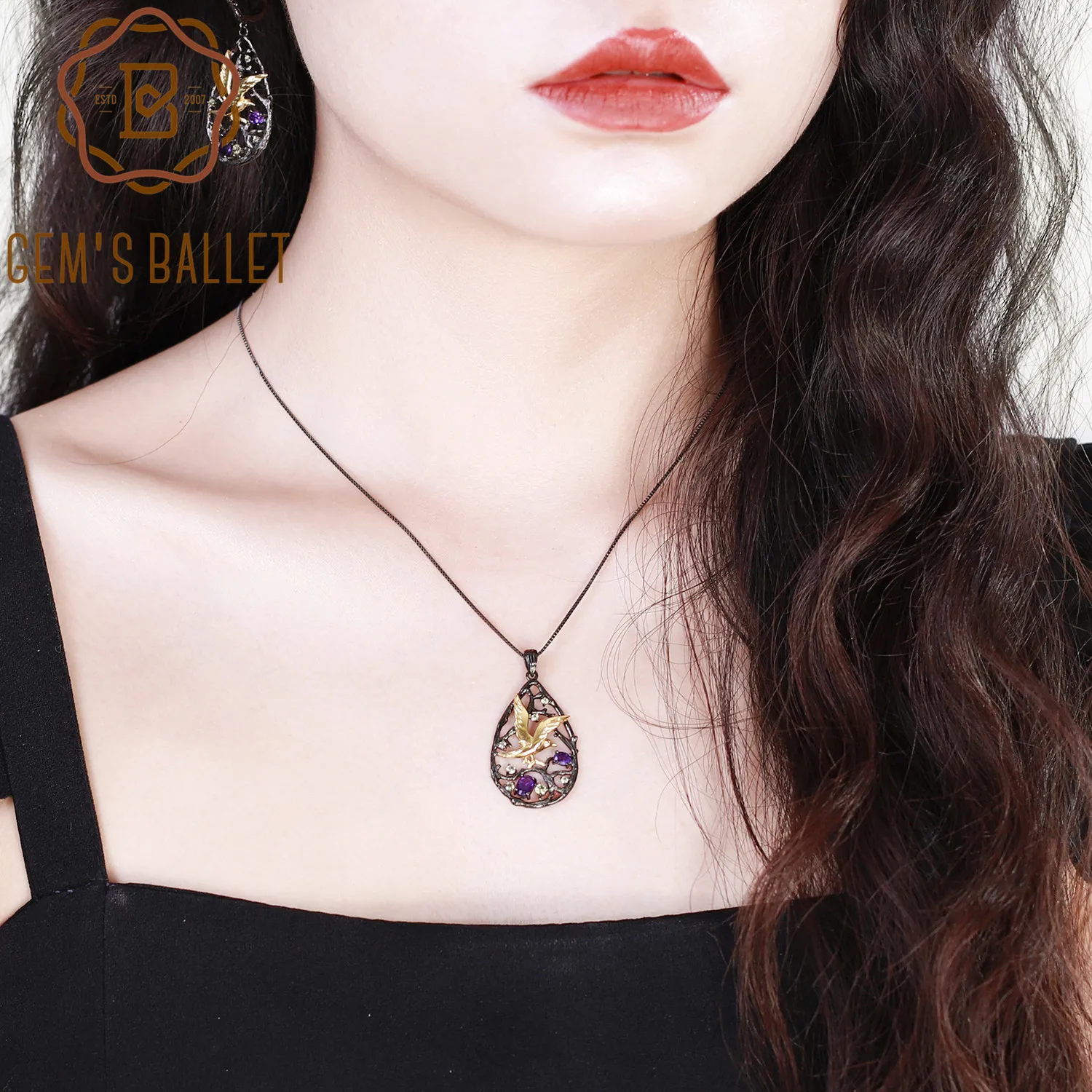 GEM'S BALLET Natural Rhodolite Garnet Handmade Bird Branch 925 Sterling Silver Vintage Pendant Necklace for Women Fine Jewelry
GEM'S BALLET Natural Rhodolite Garnet Handmade Bird Branch 925 Sterling Silver Vintage Pendant Necklace for Women Fine Jewelry