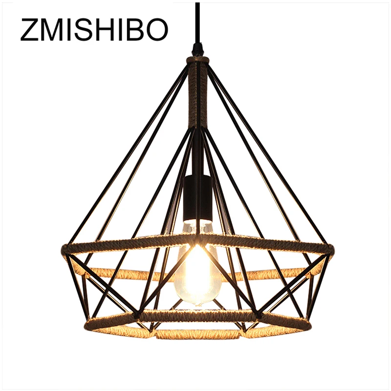 ZMISHIBO Iron Pendant Lights Diamond Shape Hemp Rope Lampshade E27 Base Lamp Vintage Home Decoration Luminary For Living Room
ZMISHIBO Iron Pendant Lights Diamond Shape Hemp Rope Lampshade E27 Base Lamp Vintage Home Decoration Luminary For Living Room