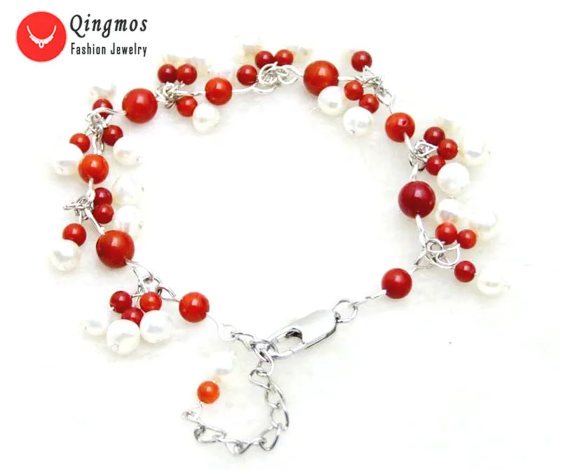 Qingos Trendy Coral & Pearl Bracelet for Women with 5-6mm White Round Pearl and 3-6mm Red Coral 7-9'' Bracelet Fine Jewelry 385
Qingos Trendy Coral & Pearl Bracelet for Women with 5-6mm White Round Pearl and 3-6mm Red Coral 7-9'' Bracelet Fine Jewelry 385