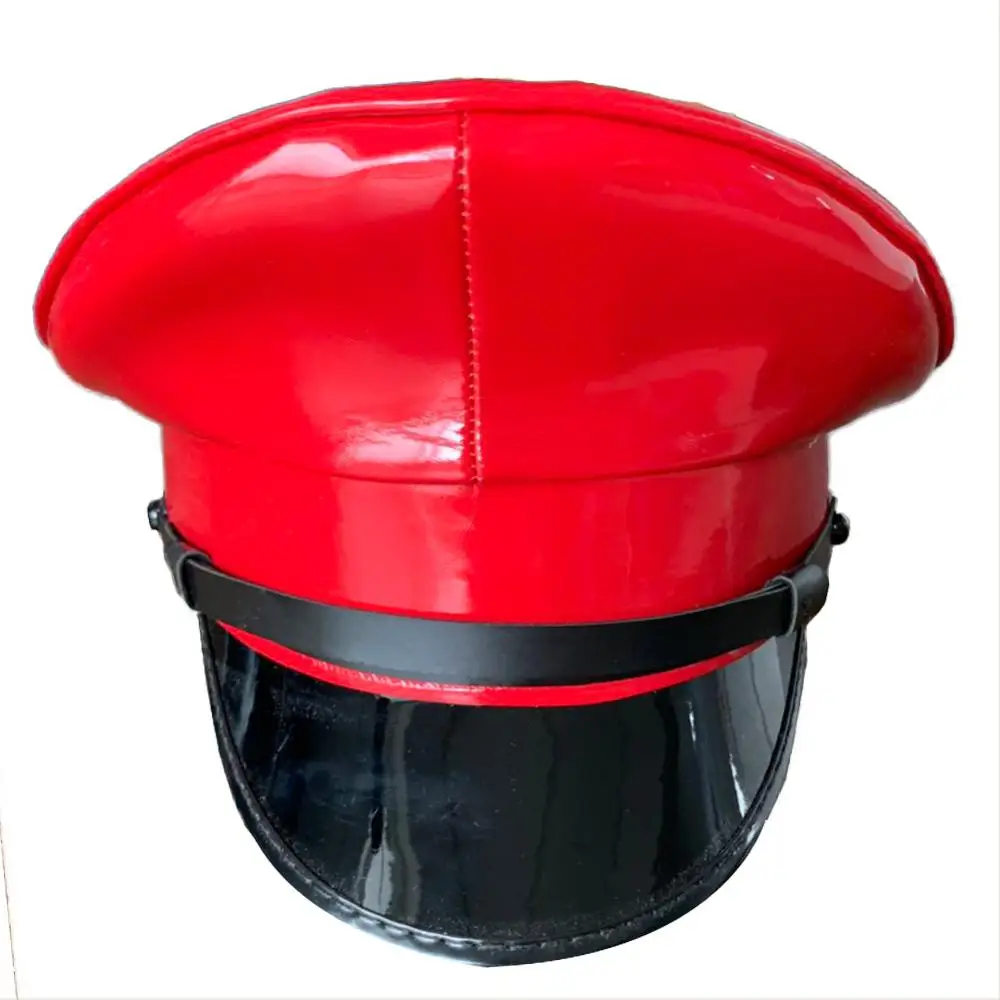 Red PU Leather Military Hat Cap Performance Stage Show Punk Rock Night Bar Cap Captain Cap
Red PU Leather Military Hat Cap Performance Stage Show Punk Rock Night Bar Cap Captain Cap